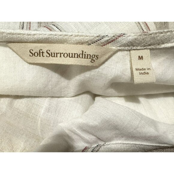 Soft Surroundings Equinox Stripe Linen Blend Shift Dress Boho Beachy Lined Sz M - Picture 5 of 6